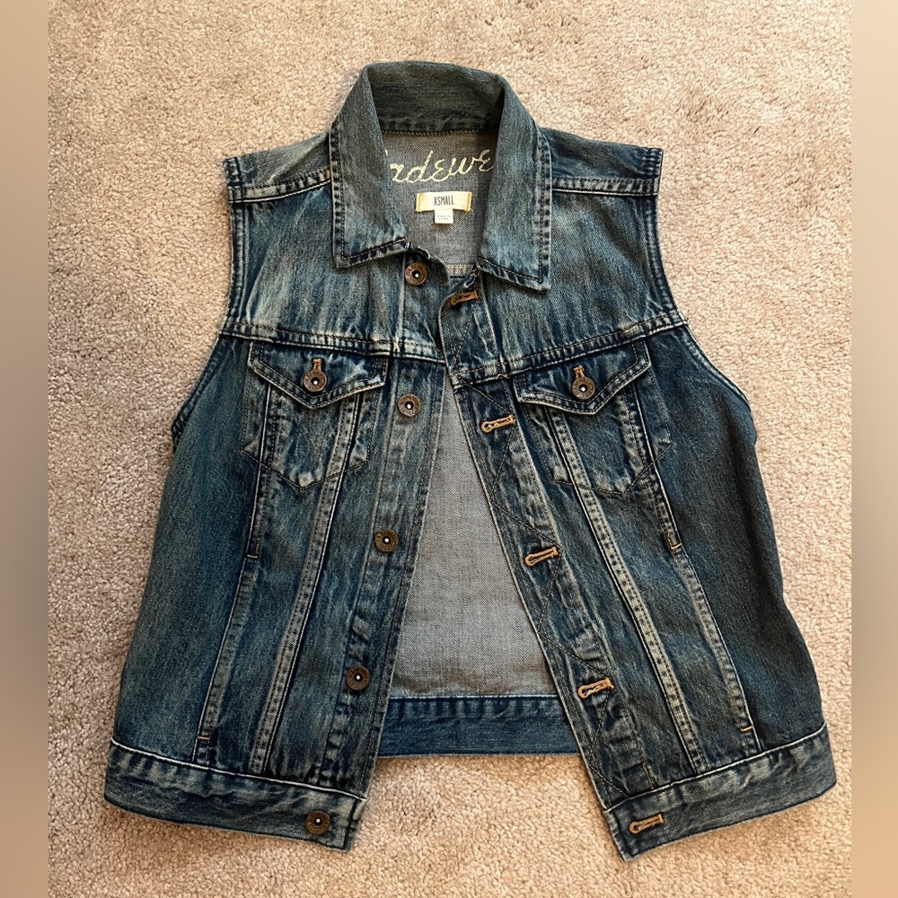 Madewell Medium Wash 100% Cotton Jean Vest Size XSmall - Picture 2 of 9